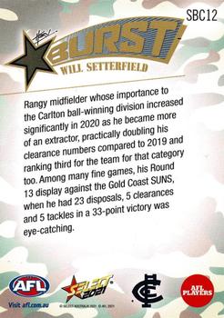 2021 Select AFL Footy Stars - Starburst Caricatures Camo #SBC12 Will Setterfield Back